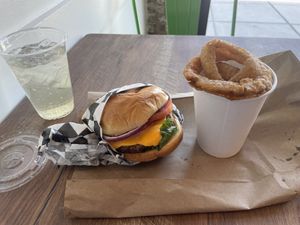 Shroom Doom and onion rings!  at Bad Garden Kitchen in Lancaster