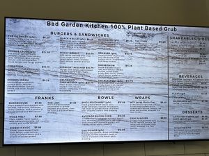 Current menu July 2025  at Bad Garden Kitchen in Lancaster