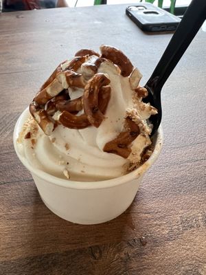 Ice cream with pretzels   at Bad Garden Kitchen in Lancaster