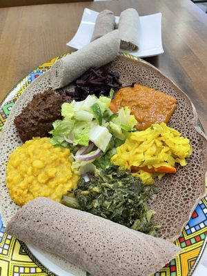 Gluten free vegan combo super delicious  at Alem grocery and restaurant in Everett