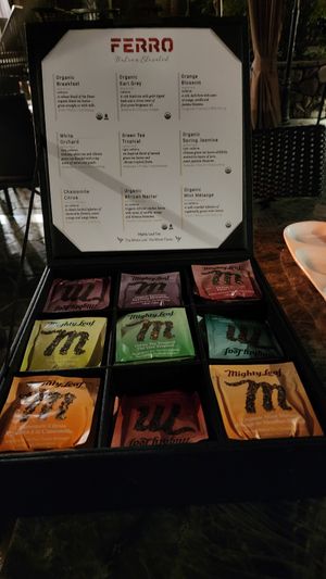 Tea selection at FERRO in Idyllwild