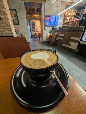 Coco/cashew milk flat white at Casa Barista & Co in Santo Domingo