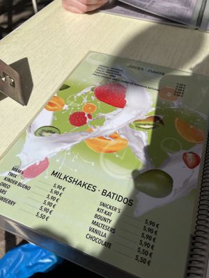 Drink menu  at Ten O'Clock in Tenerife