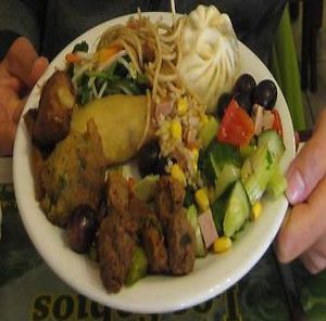 1 of my 2 plates full of vegan options! at Los Sabios in Buenos Aires