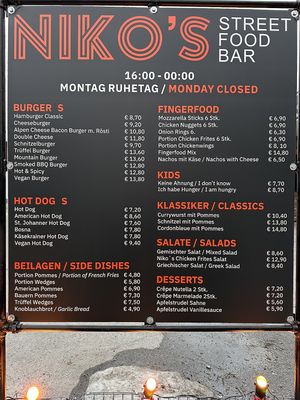 Menü  at Niko's Street Food Bar in Galtuer