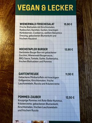 Speisekarte  at Wienerwald Torfhaus in Altenau