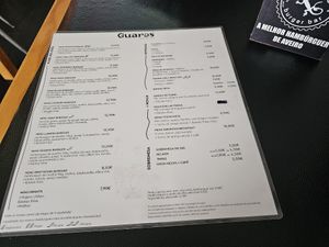 The menu. at Guaro's Burger Bar in Aveiro