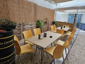 Outdoor seating at the back. at Guaro's Burger Bar in Aveiro