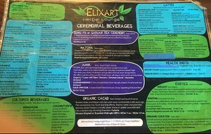Elixir menu at Elixart in Nevada City