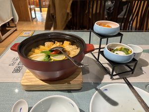 Tofu and mushrooms   at Wenxian Vegetarian Tea Restaurant in Taiyuan