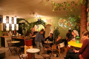 inside the cafe at Grona Oasen in Jarna