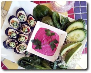 raw vegan sushi at Grona Oasen in Jarna