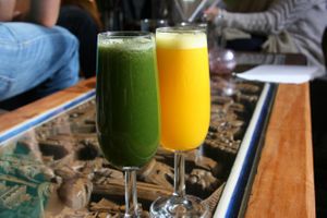 Freshly pressed juices at Grona Oasen in Jarna