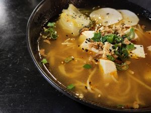 Vegetarian Ramen soup without egg at Le Red - Croix-de-Culet in Champery