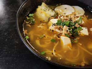 Vegetarian Ramen soup without egg at Le Red - Croix-de-Culet in Champery