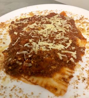 Tortelli di Pasta Fresca al Ragù Felice, Homemade Fresh Tortelli and Happy Ragù at Il Bio dei Medici in Florence