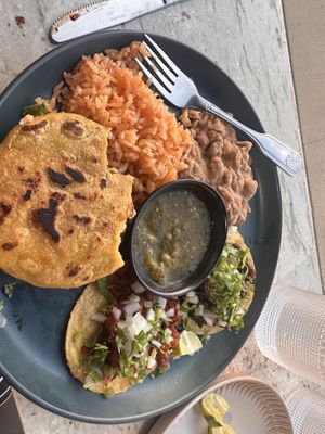 Tres tacos and a gordita (so good we almost forgot the pic!)  at Abuelita Coco in Oak Lawn