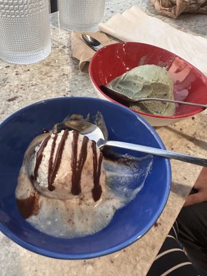 Mint chocolate chip and brownie “ice cream”   at Abuelita Coco in Oak Lawn
