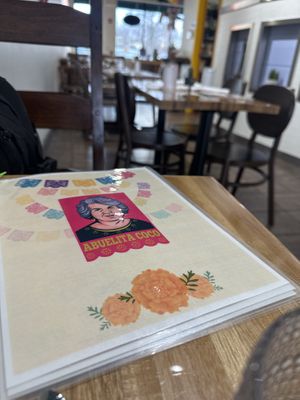 Menu and dining area   at Abuelita Coco in Oak Lawn