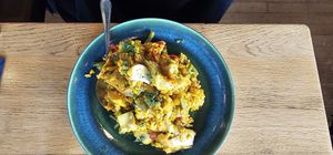 Paella Vegano (mit Artischocken und gemischtem Gemüse) at La Culinaria im Theater in Freiburg