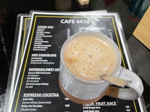 Coffee with soy milk  at Cafe4410  in Dingboche