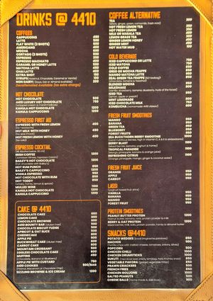 Drinks menu at Cafe4410  in Dingboche