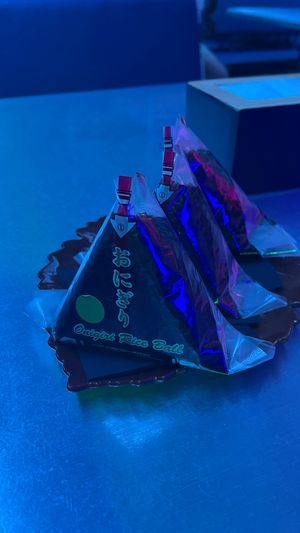 onigiris. We got vegan tuna-mayo, sobrasada, and another one I can't recall what it was made of at Akihabar in Barcelona