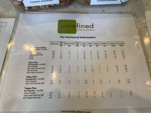 Nutritional information breakdown available at the counter, nothing hidden here! at Unrefined Bakery in Frisco