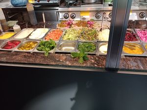 Lots of fresh veggies, the hummus is delicious!! at Jaffa Street Food  in Vienna