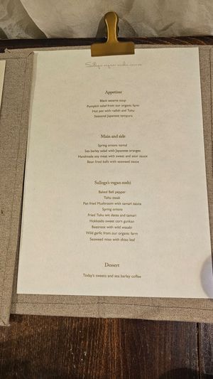 Menu at Salloga in Sapporo