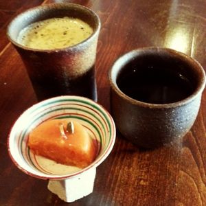 Itadakizen tea, Oriental coffee, Carrot jelly at Salloga in Sapporo