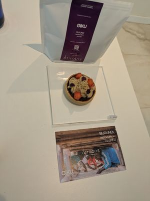 Rhubarb, strawberries, white chocolate with coffee pairing at Benevola in Barcelona