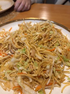 Pan fried noodles with “ham"  at KIM KEY in Nanaimo