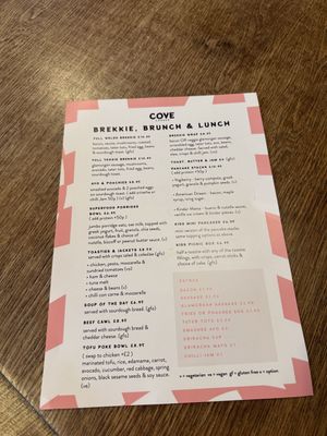 Menu  at Cove Corner in Fishguard