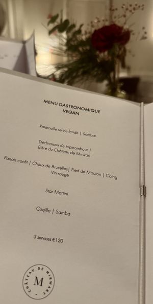 The vegan menu with the different courses  at Gastronomic Restaurant  in Saint-hubert