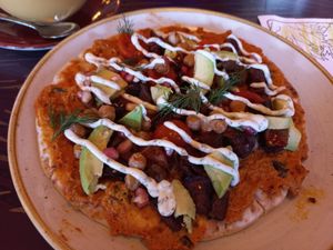 Moroccan falafel glatbread #Veganuary at Pedro Lounge in Bromley