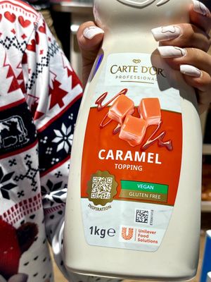 Caramel vegan topping/syrup that Ben & Jerry's uses for vegan desserts and milkshakes at Ben & Jerry's in Oviedo