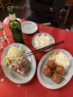 Two types of chicken. Both were delicious    at Vegan Izakaya Masaka (ヴィーガン 居酒屋 真さか)- Kyoto in Kyoto