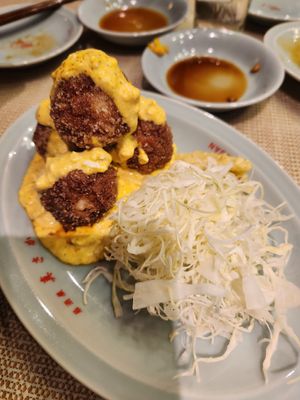 Karaage with tartar sauce at Vegan Izakaya Masaka (ヴィーガン 居酒屋 真さか)- Kyoto in Kyoto