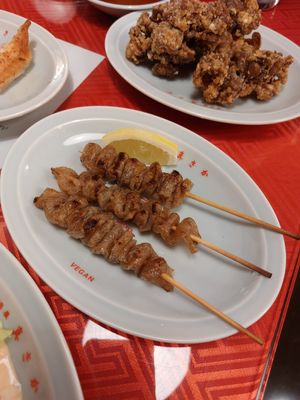 "Chicken skin" Konyak at Vegan Izakaya Masaka (ヴィーガン 居酒屋 真さか)- Kyoto in Kyoto