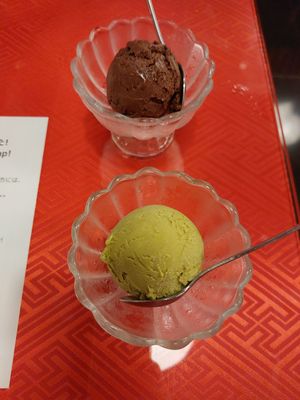 Matcha & Chocolate ice cream at Vegan Izakaya Masaka (ヴィーガン 居酒屋 真さか)- Kyoto in Kyoto