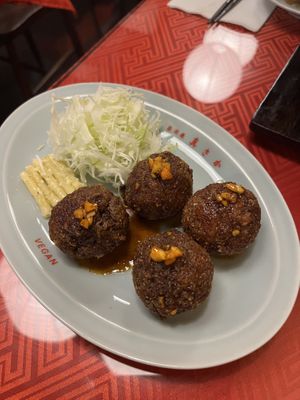 Sichuan pepper meatballs  at Vegan Izakaya Masaka (ヴィーガン 居酒屋 真さか)- Kyoto in Kyoto