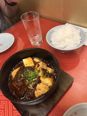 Mapo tofu and rice (large, we shared)   at Vegan Izakaya Masaka (ヴィーガン 居酒屋 真さか)- Kyoto in Kyoto