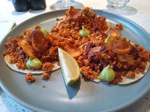 Vegan breakfast tacos at Schwein in Vienna