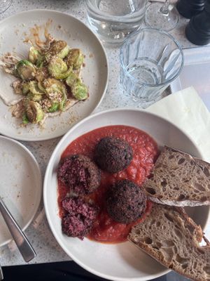 Brussel sprouts and meatballs   at Schwein in Vienna