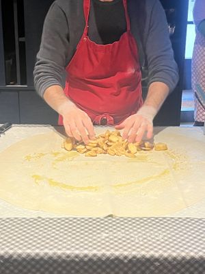 making the apple strudel!  at Edelweiss Cooking School in Salzburg