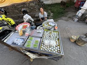 Traditional Thai vegan desserts  at Coconut and Taro Desserts Stall in Chiang Mai