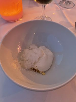 Asparagus granita, mint chamomile cream, macerated asparagus  at TestTafel in Amsterdam