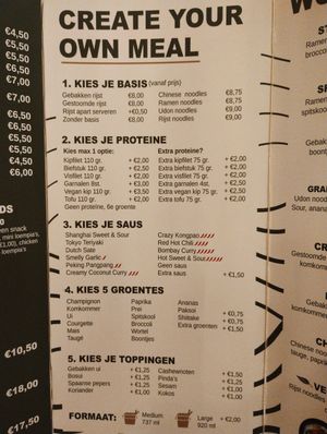 Build your own stir fry menu at Wok Me in Leeuwarden