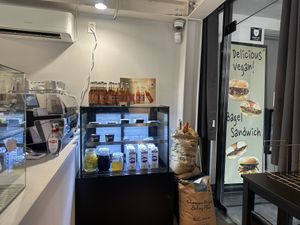 Vegan products such as Violife vegan cheese and butter, kombucha and oat milk available for sale  at Pureun Deli - 푸른델리 in Seoul